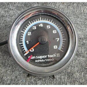 Sun Super Tach II RPM Tachometer Gauge Chrome Bezel 8K RPM With Wires 3.5"